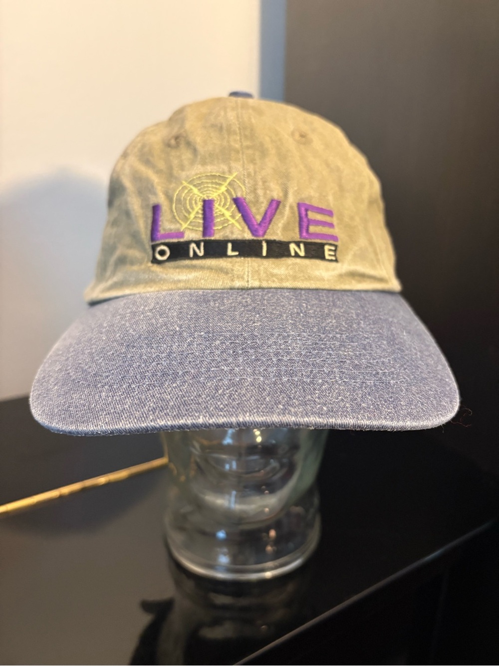 “Live Online” Washington Post Olive Green and Blue Cotton Baseball Hat